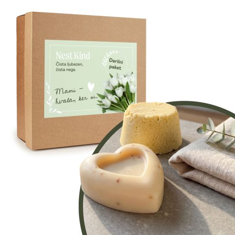 Materinski paket bela mehkoba, 2 izdelka